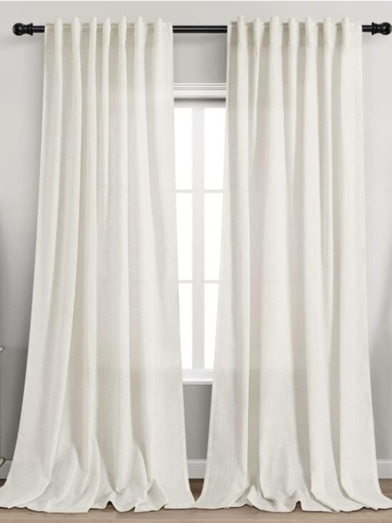 Nanspring Other - Cream Linen Curtains 102 inches Long 2 Panels Set